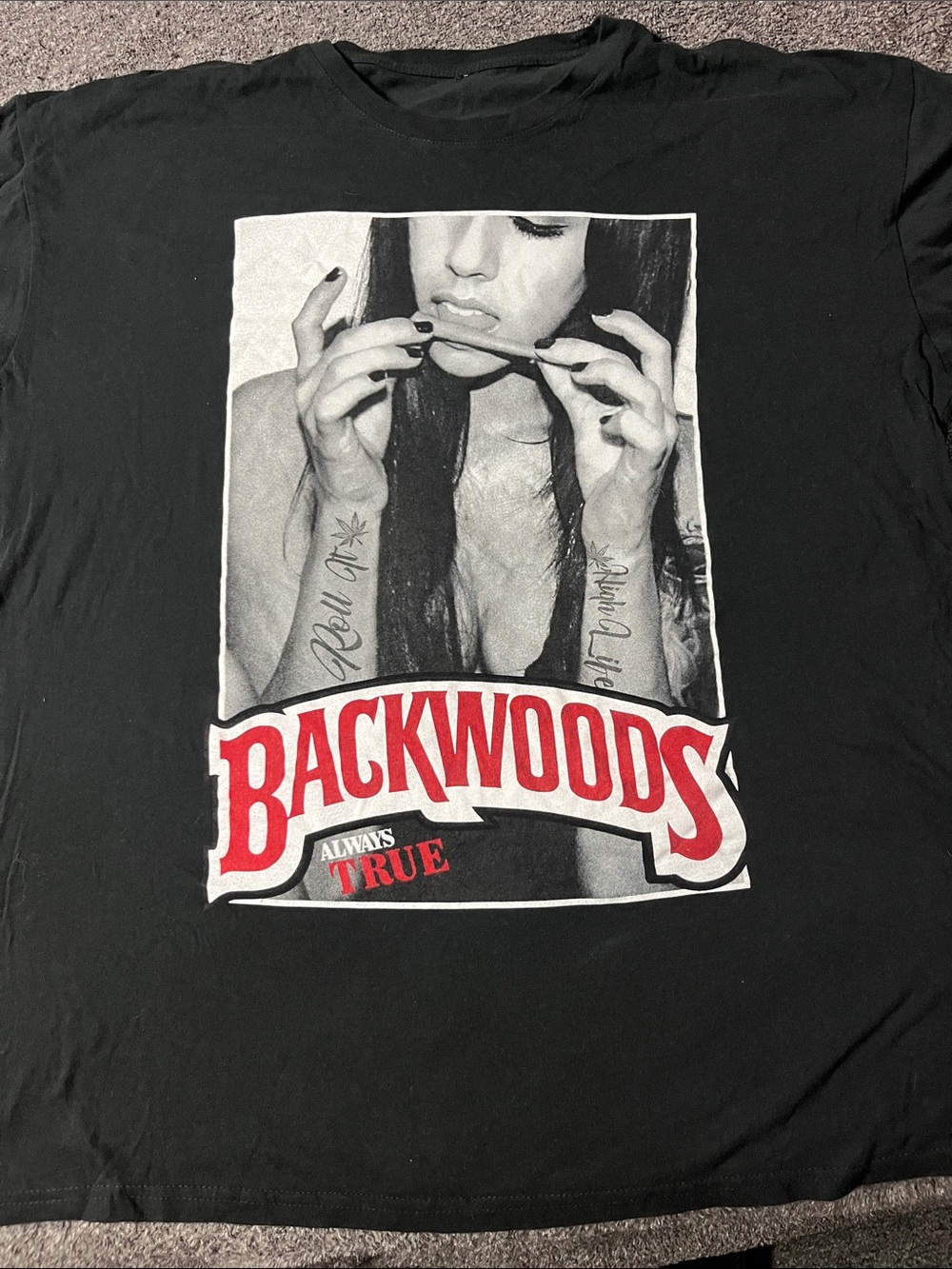 Backwoods Graphic Tee - Black with Red & White Logo